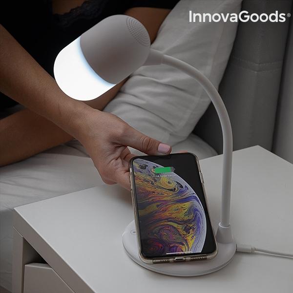 Led light with speaker and wireless charger with iPhone